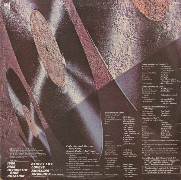 Herb Alpert : Rise (LP, Album)