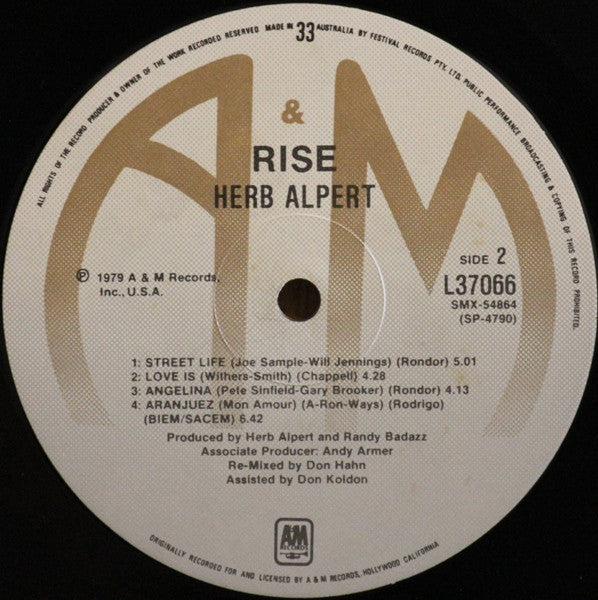 Herb Alpert : Rise (LP, Album)