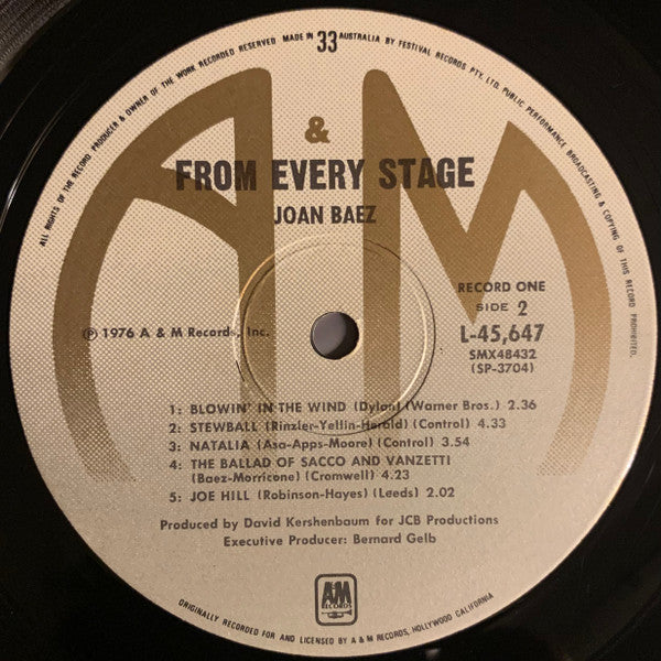 Joan Baez : From Every Stage (2xLP, Album, Gat)