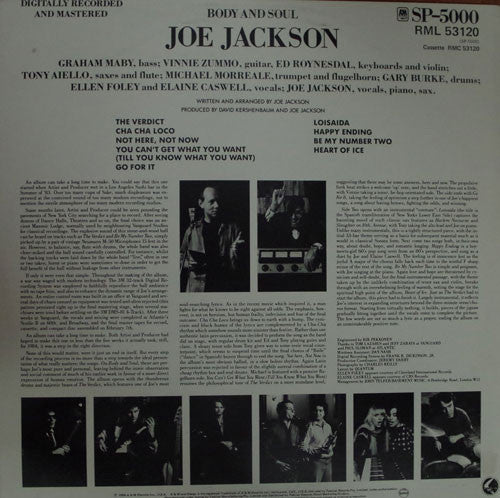 Joe Jackson : Body And Soul (LP, Album)