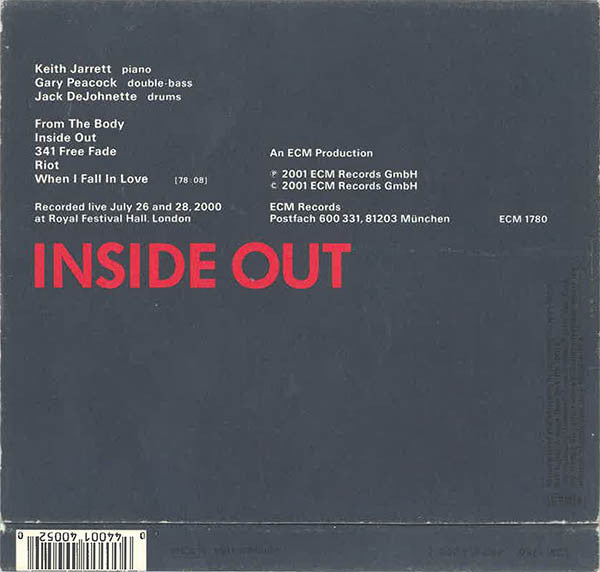 Keith Jarrett / Gary Peacock / Jack DeJohnette : Inside Out (CD, Album)