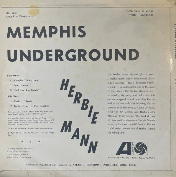 Herbie Mann : Memphis Underground (LP, Album)