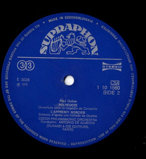 Paul Dukas, Czech Philharmonic Orchestra*, Antonio De Almeida : L'Apprenti Sorcier / La Péri / Polyeucte (LP)