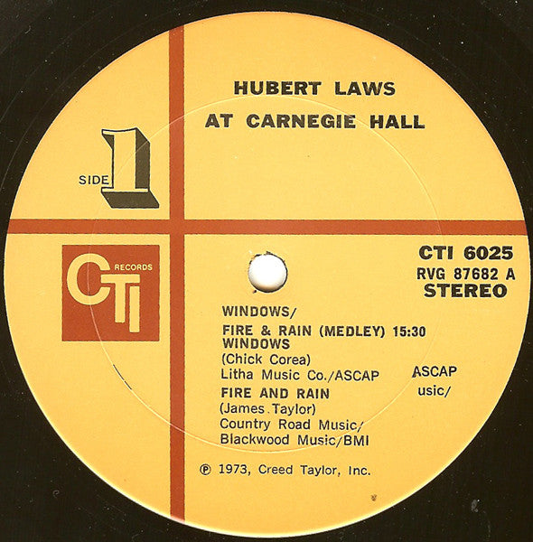 Hubert Laws : Carnegie Hall (LP, Album, Gat)