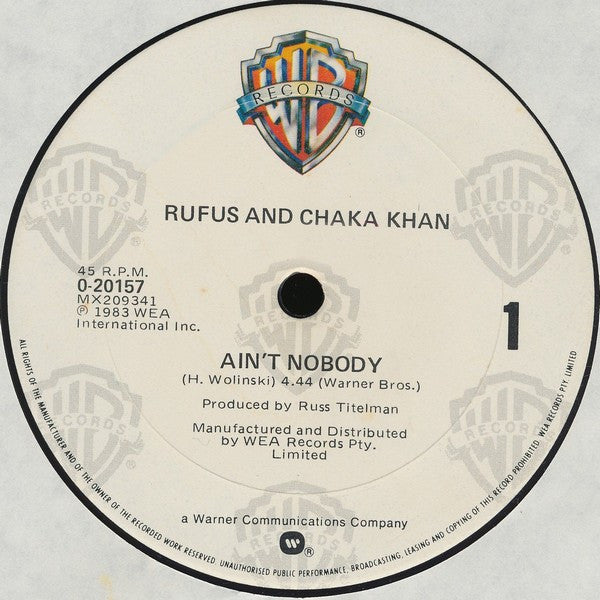 Rufus And Chaka Khan* : Ain't Nobody (12")