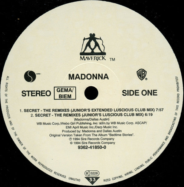 Madonna : Secret (The Remixes) (12")