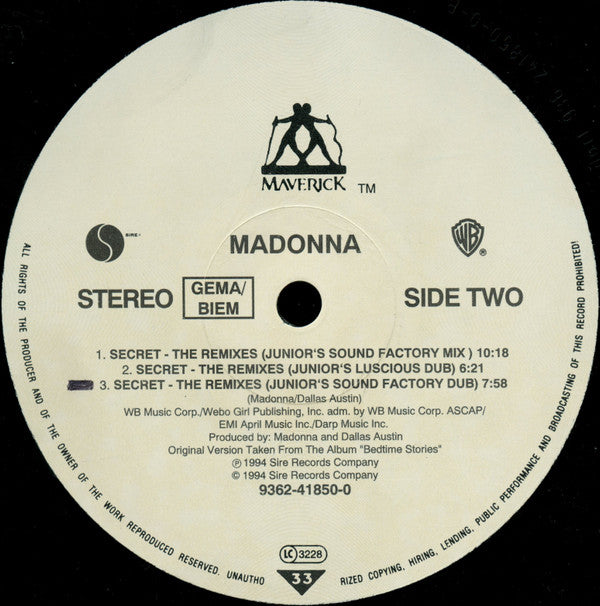 Madonna : Secret (The Remixes) (12")