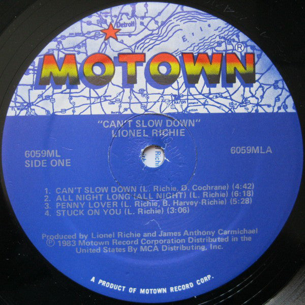 Lionel Richie : Can't Slow Down (LP, Album, SRP)