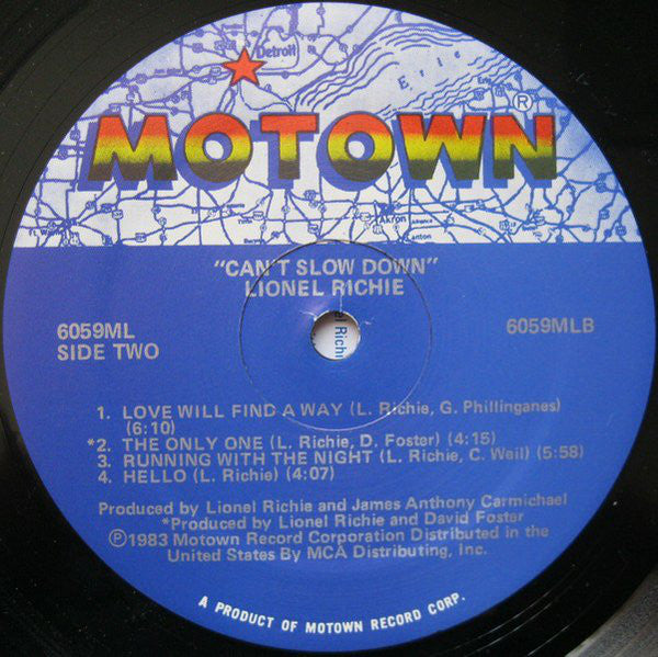 Lionel Richie : Can't Slow Down (LP, Album, SRP)
