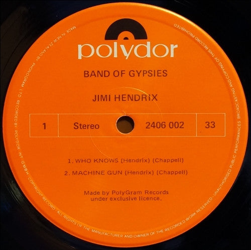 Hendrix* : Band Of Gypsys (LP, Album, RE)
