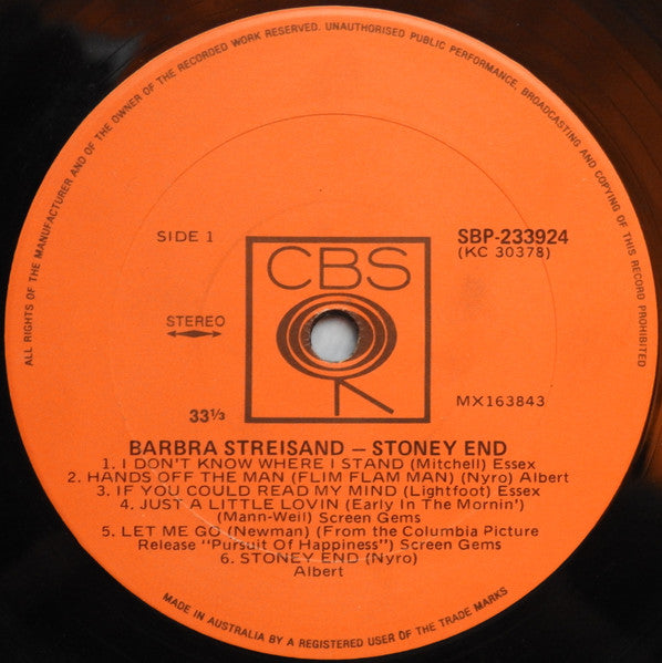 Barbra Streisand : Stoney End (LP, Album, Ora)