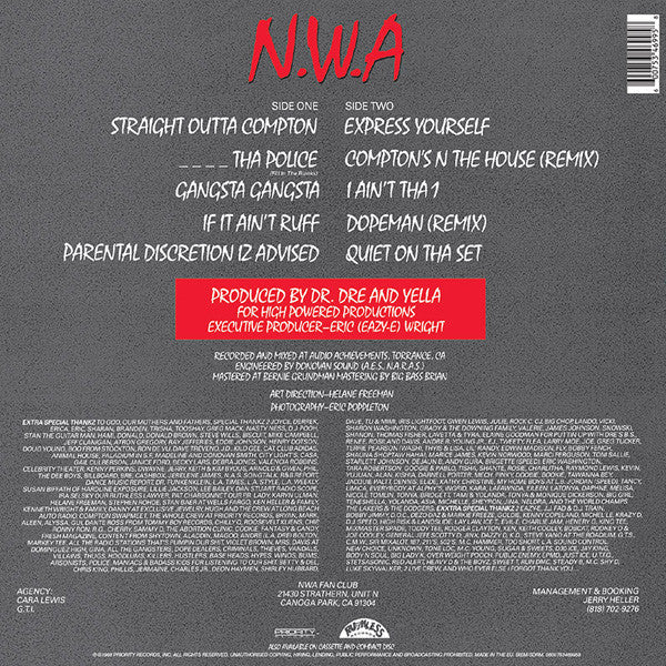 N.W.A. : Straight Outta Compton (LP, Album, RE, GZ )