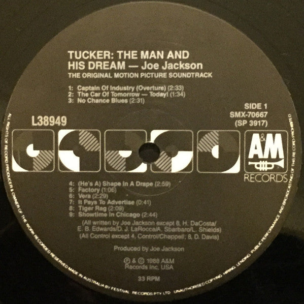 Joe Jackson : Tucker: The Man And His Dream (Original Motion Picture Soundtrack) (LP, Album)