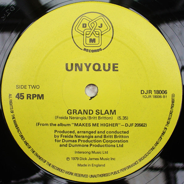 Unyque : Keep On Making Me High / Grand Slam (12")