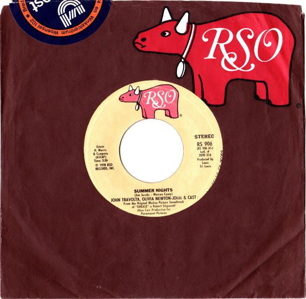 John Travolta, Olivia Newton-John & Cast* / Louis St. Louis : Summer Nights / Rock 'N' Roll Party Queen (7", Single, Styrene, Pit)