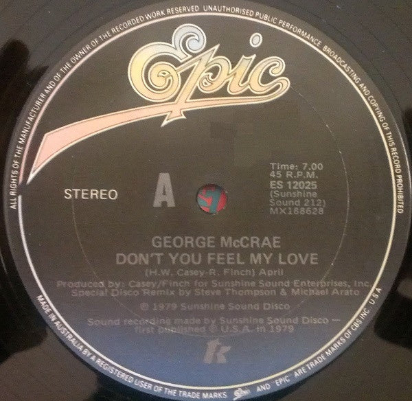 George McCrae : Don't You Feel My Love (12")