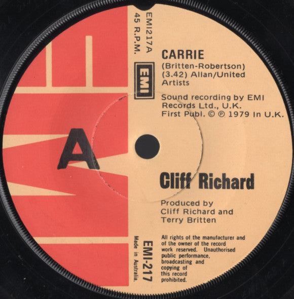 Cliff Richard : Carrie (7", Single)