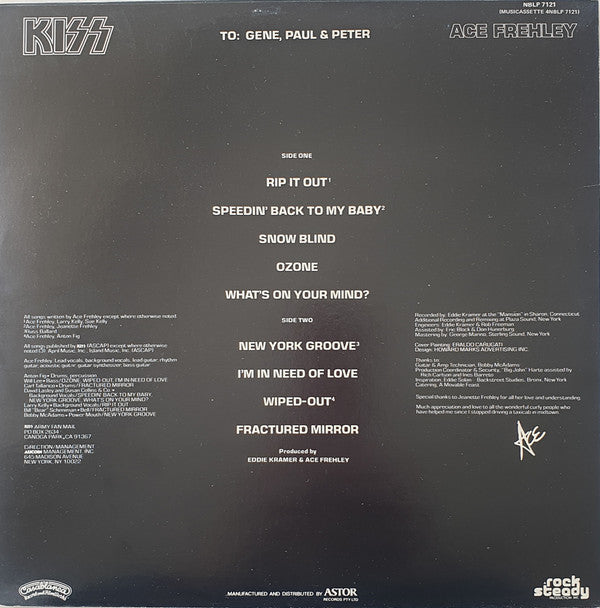 Kiss, Ace Frehley : Ace Frehley (LP, Album)