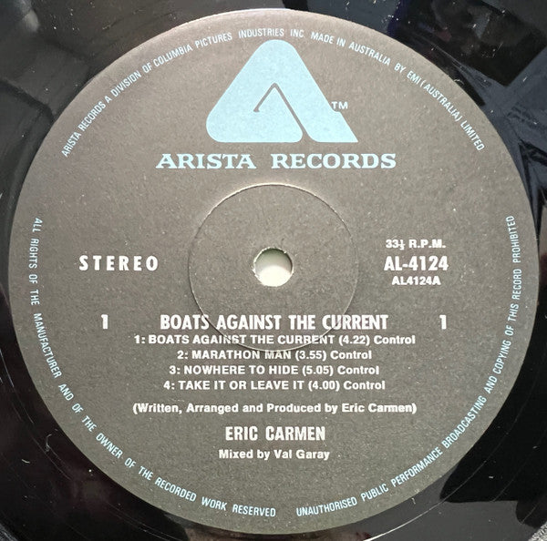 Eric Carmen : Boats Against The Current (LP, Album, Gat)