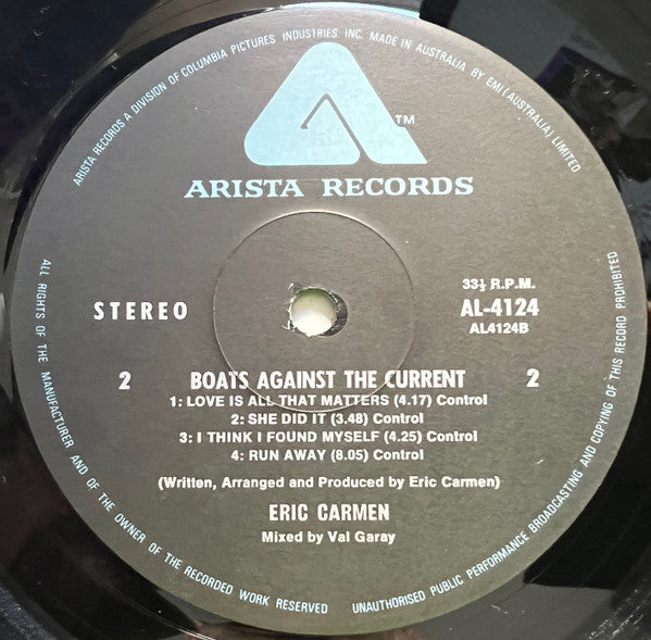 Eric Carmen : Boats Against The Current (LP, Album, Gat)