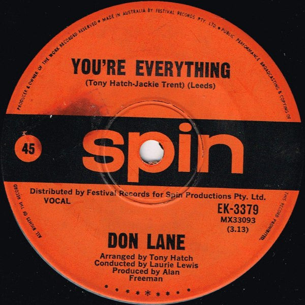 Don Lane : You're Everything (7", Single)