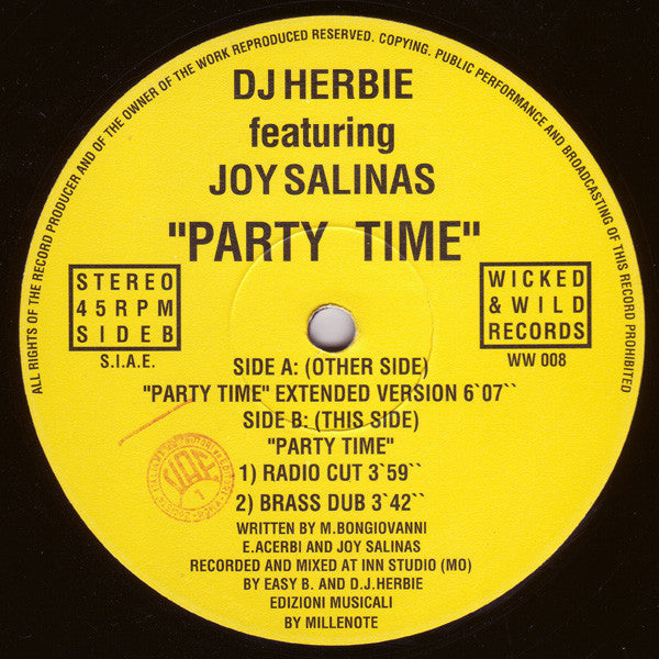 DJ Herbie Featuring Joy Salinas : Party Time (12")