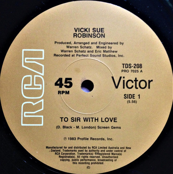 Vicki Sue Robinson : To Sir With Love (12&quot;)