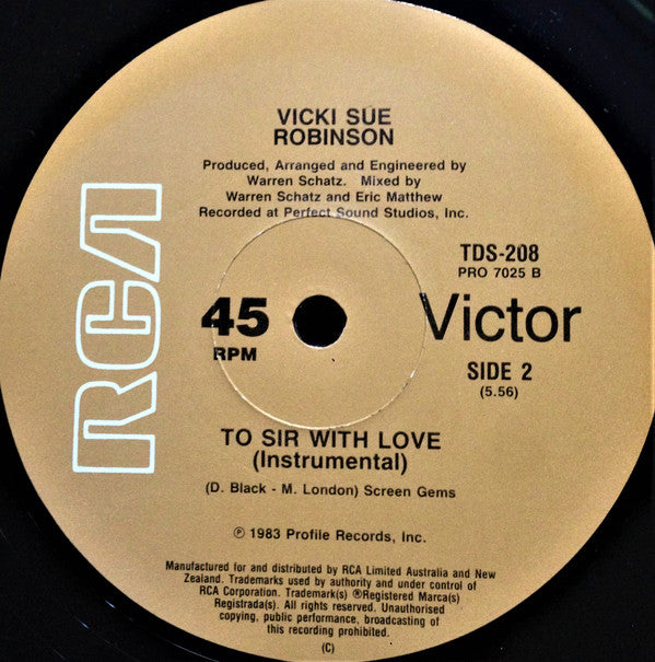 Vicki Sue Robinson : To Sir With Love (12")