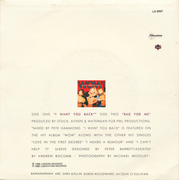 Bananarama : I Want You Back (7", Single)