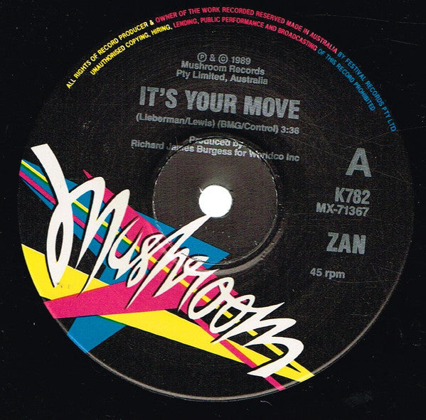 Zan (3) : It's Your Move (7", Single, Ltd)