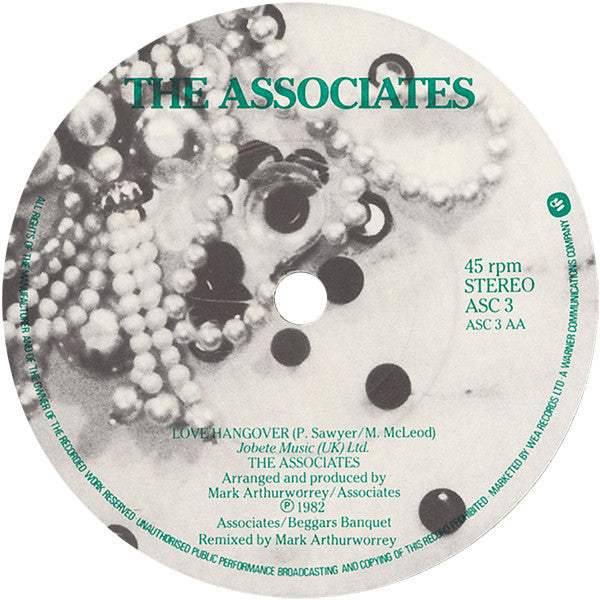 The Associates : 18 Carat Love Affair / Love Hangover (7", Single)