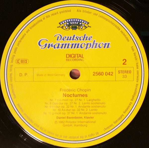 Chopin* / Daniel Barenboim : Nocturnes (2xLP, Album, Gat)