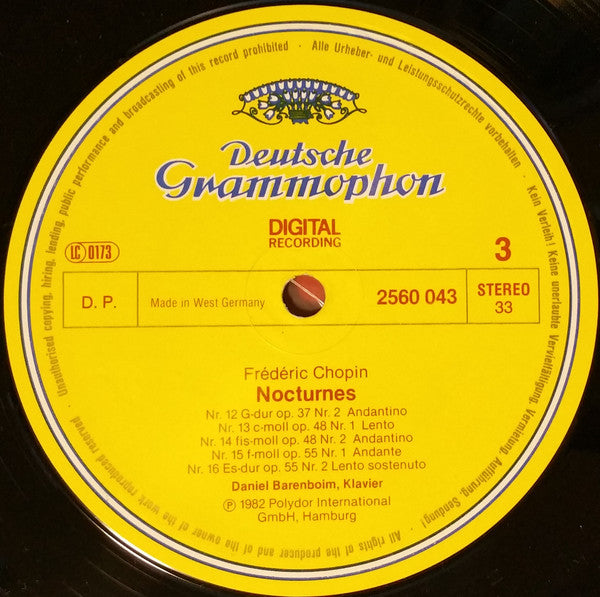 Chopin* / Daniel Barenboim : Nocturnes (2xLP, Album, Gat)