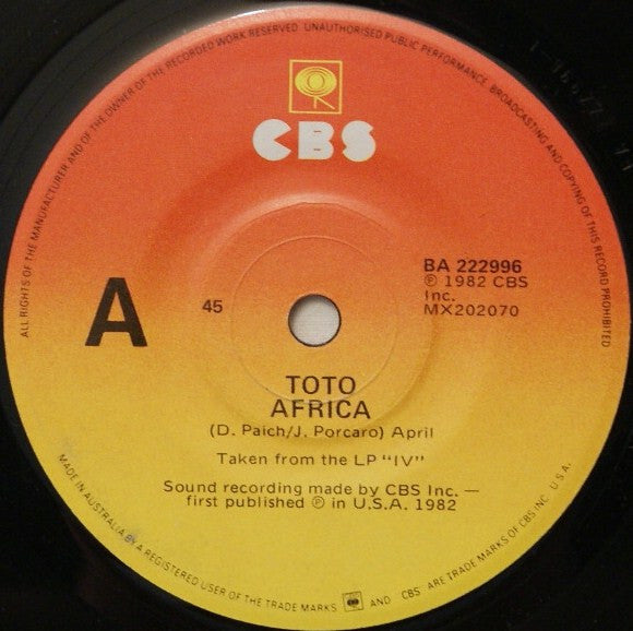 Toto : Africa (7", Single)