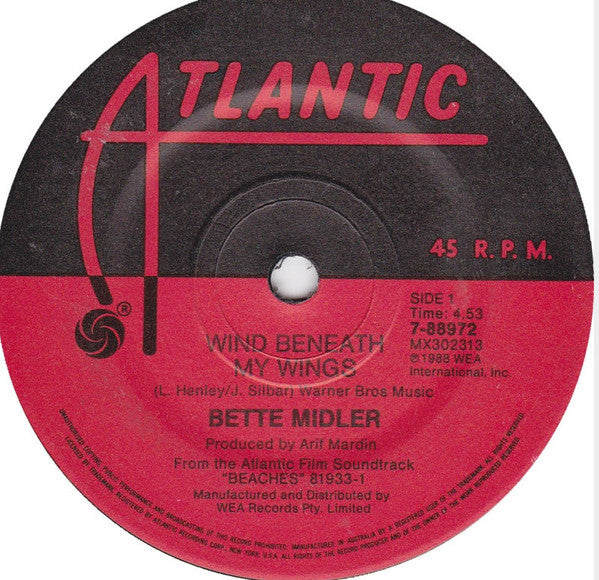 Bette Midler : The Wind Beneath My Wings (7")