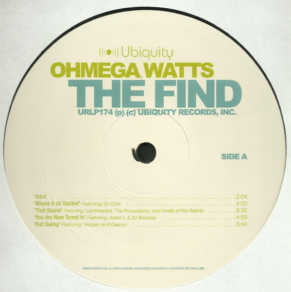 Ohmega Watts : The Find (2xLP, Album)