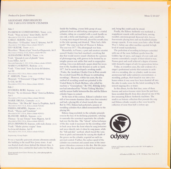 Various : The Fabulous Edison Cylinder (LP, Comp, Mono)