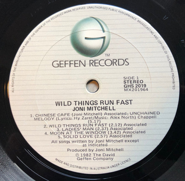 Joni Mitchell : Wild Things Run Fast (LP, Album)