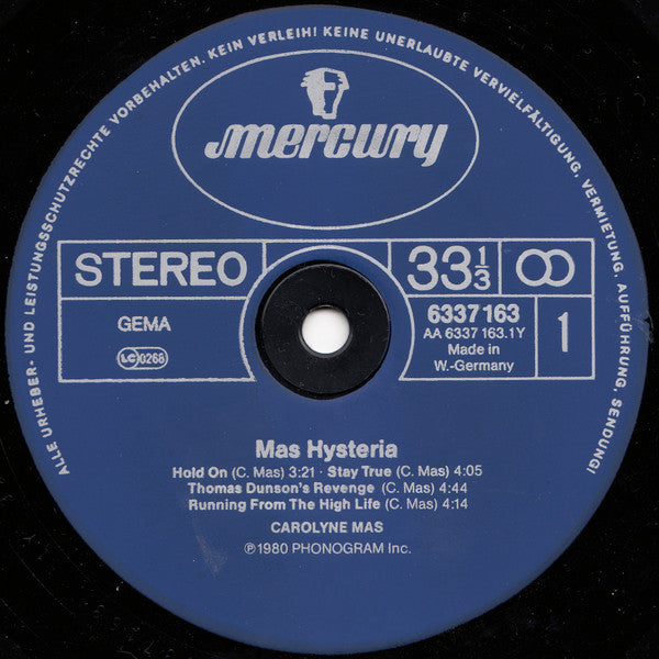 Carolyne Mas : Mas Hysteria (LP, Album, Ltd)