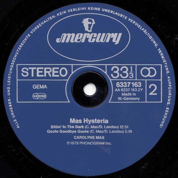 Carolyne Mas : Mas Hysteria (LP, Album, Ltd)