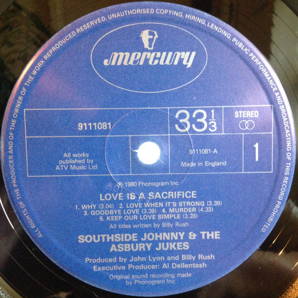 Southside Johnny & The Asbury Jukes : Love Is A Sacrifice (LP, Album)