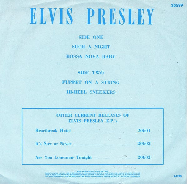 Elvis* : Such A Night (7", EP, RE)