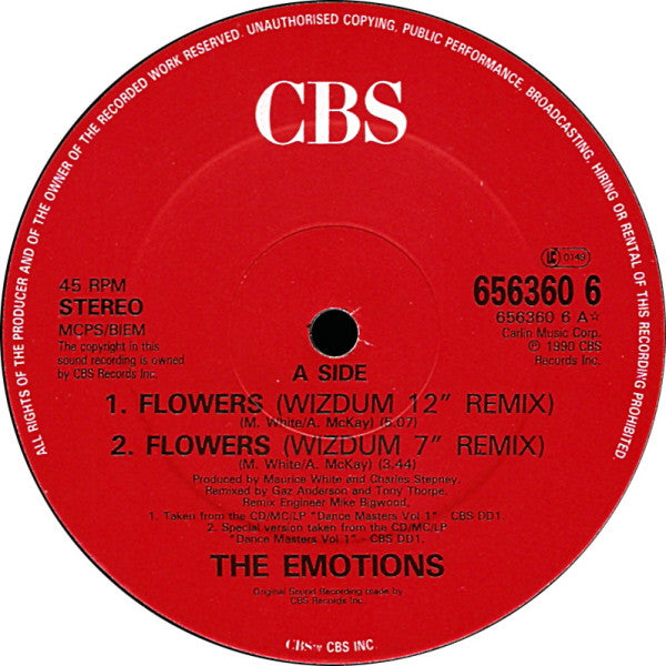 The Emotions : Flowers (Remix) (12")