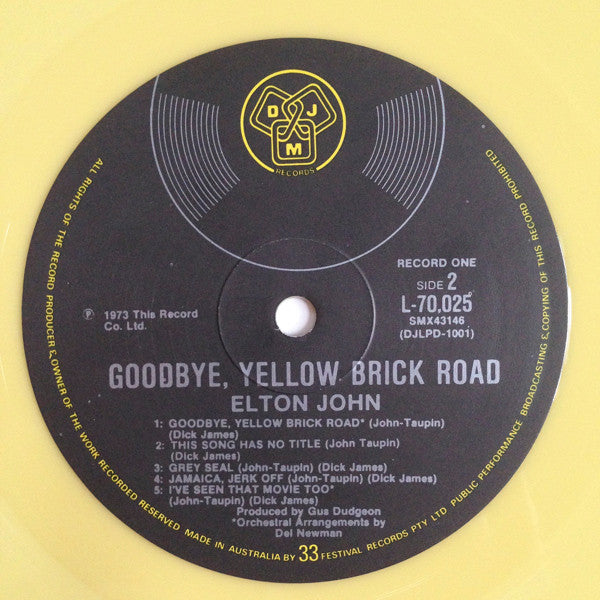 Elton John : Goodbye Yellow Brick Road (2xLP, Album, Ltd, RE, Yel)