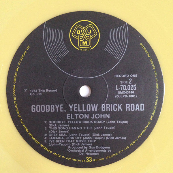 Elton John : Goodbye Yellow Brick Road (2xLP, Album, Ltd, RE, Yel)