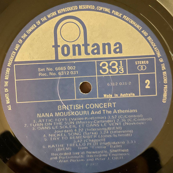 Nana Mouskouri : British Concert (2xLP, gat)