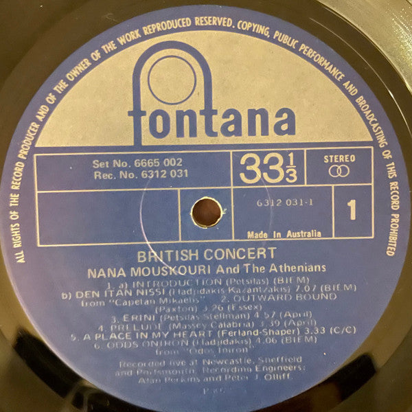 Nana Mouskouri : British Concert (2xLP, gat)