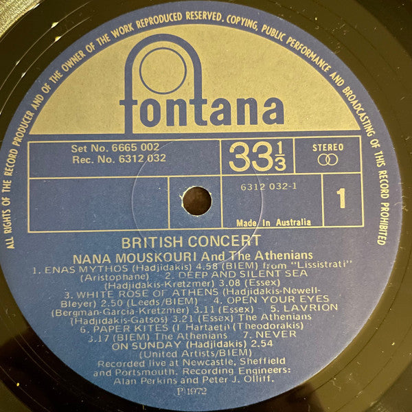 Nana Mouskouri : British Concert (2xLP, gat)