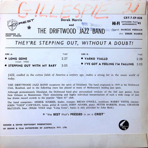 The Driftwood Jazz Band : They're Stepping Out, Without A Doubt! (7", EP)