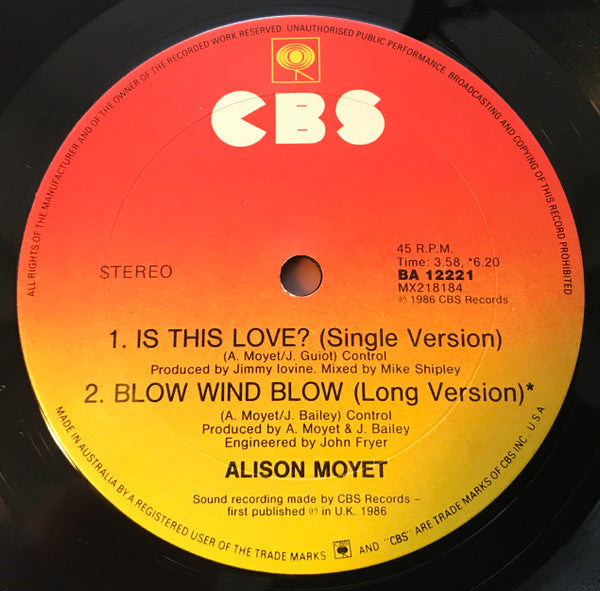 Alison Moyet : Is This Love? (12", Single)
